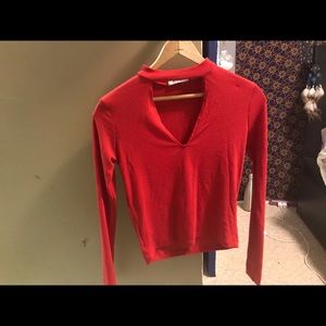 Red long sleeve crop top